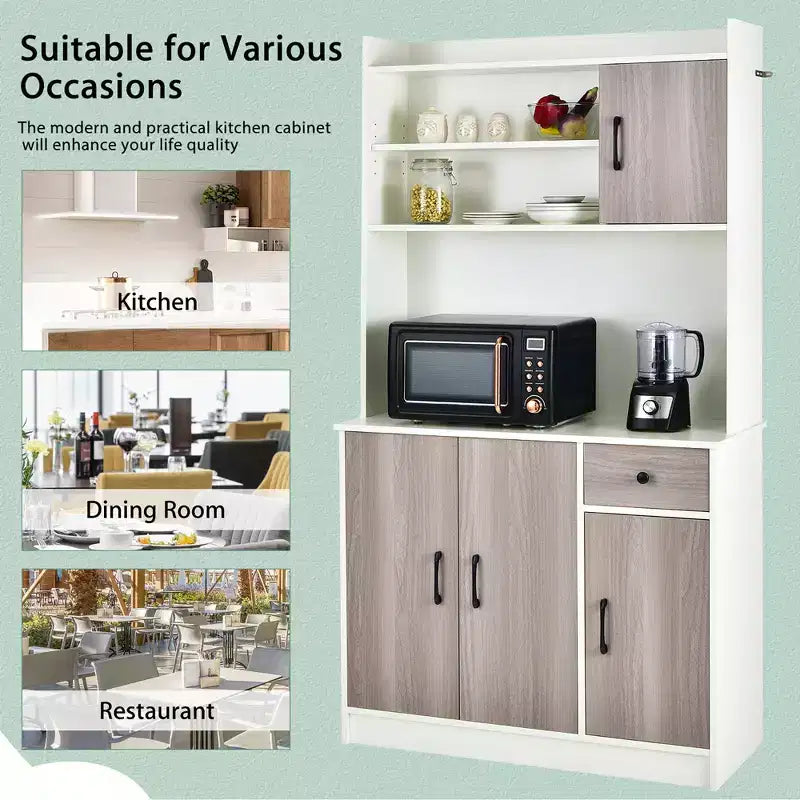 Bahut de cuisine 4 portes 180 cm avec rangement