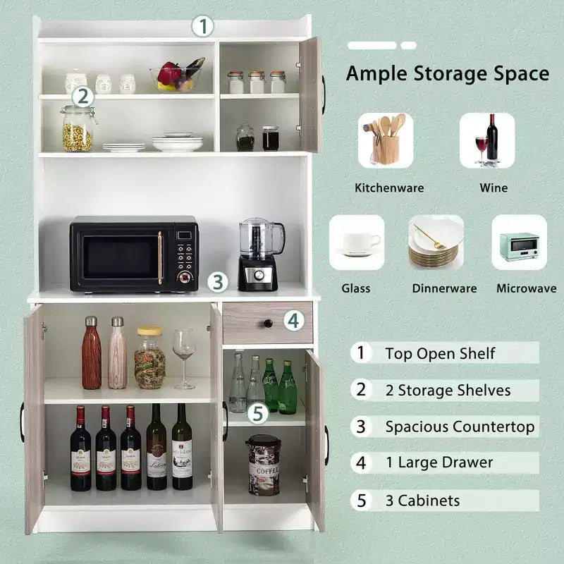 Bahut de cuisine 4 portes 180 cm avec rangement
