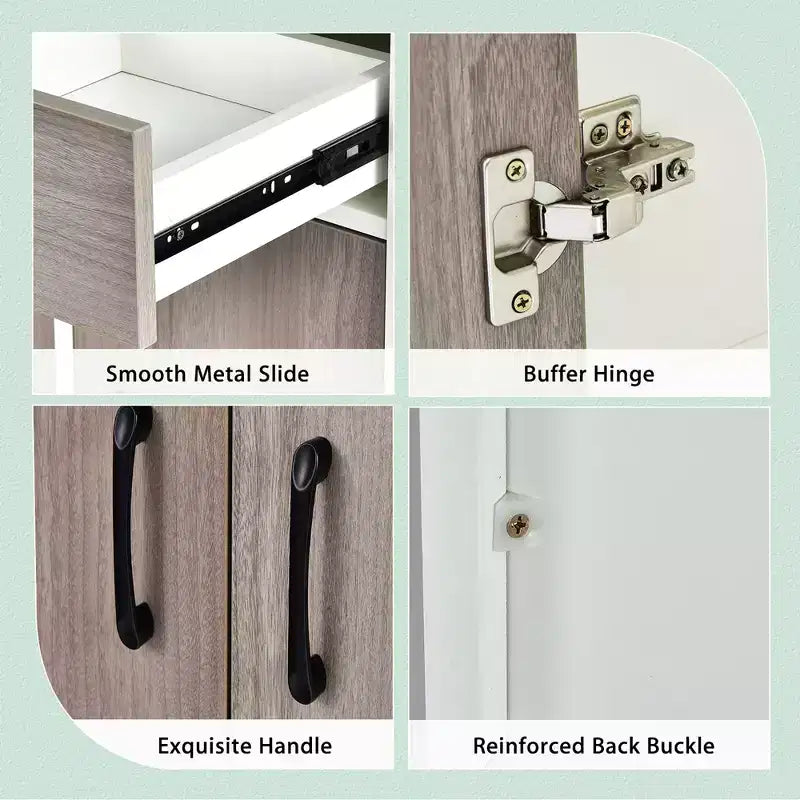 Bahut de cuisine 4 portes 180 cm avec rangement