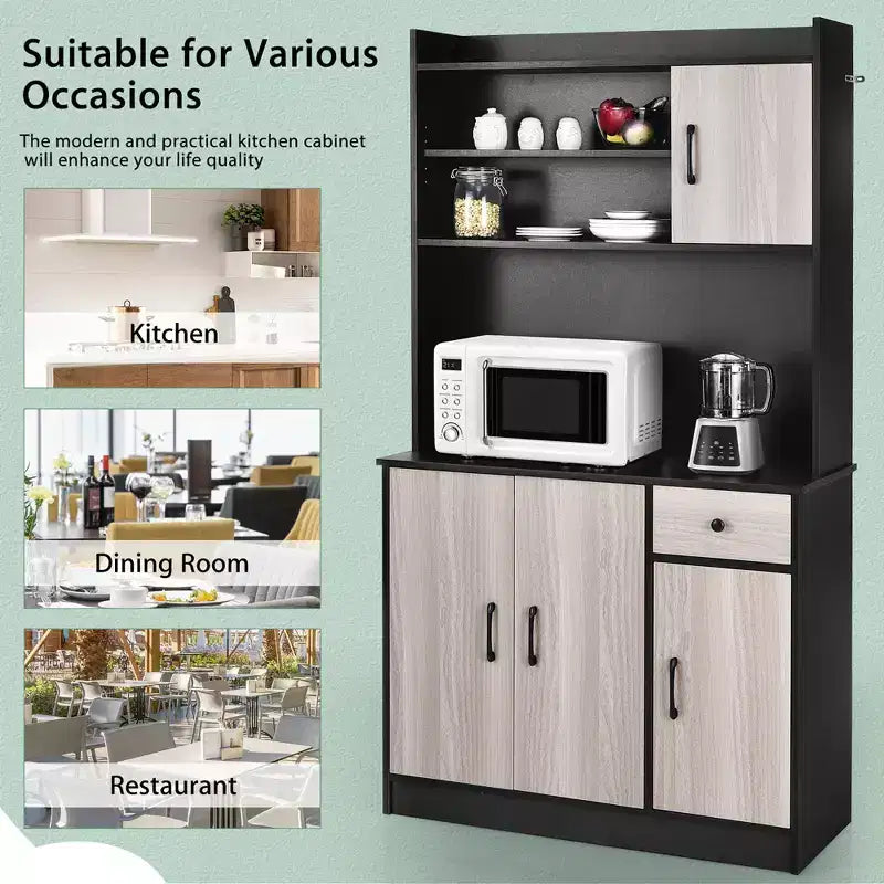 Bahut de cuisine 4 portes 180 cm avec rangement