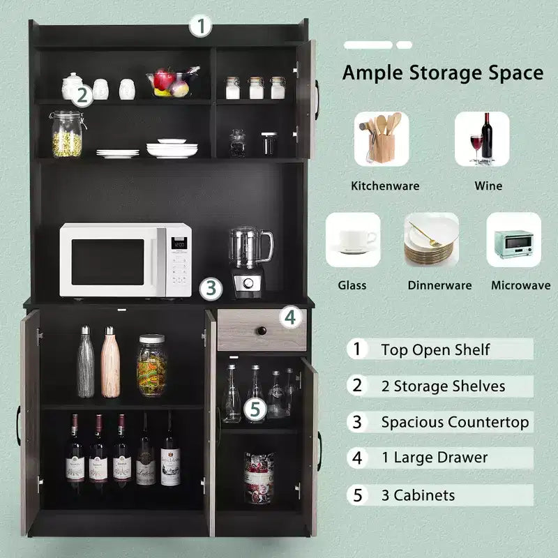 Bahut de cuisine 4 portes 180 cm avec rangement