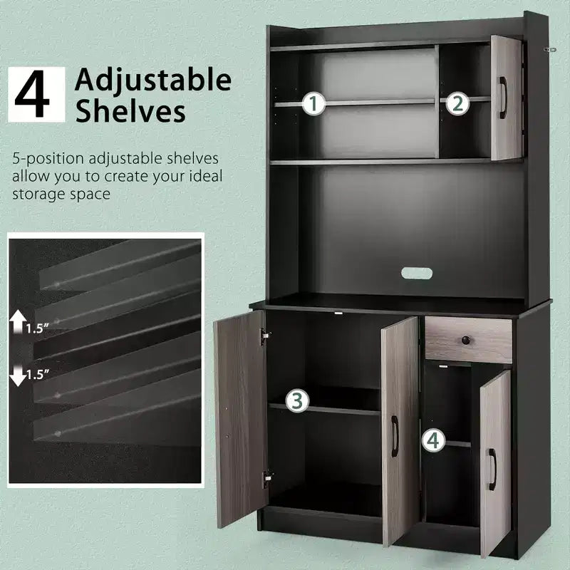 Bahut de cuisine 4 portes 180 cm avec rangement