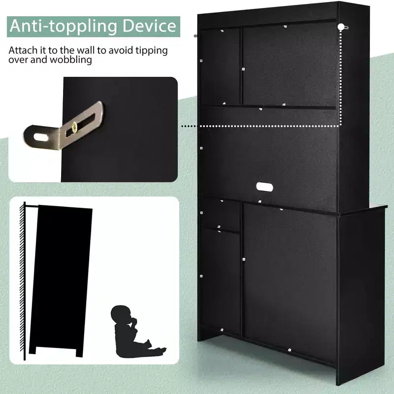 Bahut de cuisine 4 portes 180 cm avec rangement