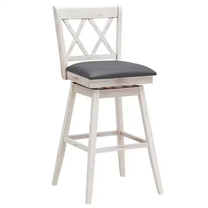 Tabourets de bar pivotants à hauteur de comptoir avec pieds en bois d'hévéa