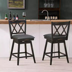 Tabourets de bar pivotants à hauteur de comptoir avec pieds en bois d'hévéa