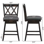 Tabourets de bar pivotants à hauteur de comptoir avec pieds en bois d'hévéa