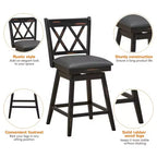 Tabourets de bar pivotants à hauteur de comptoir avec pieds en bois d'hévéa