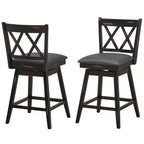Tabourets de bar pivotants à hauteur de comptoir avec pieds en bois d'hévéa