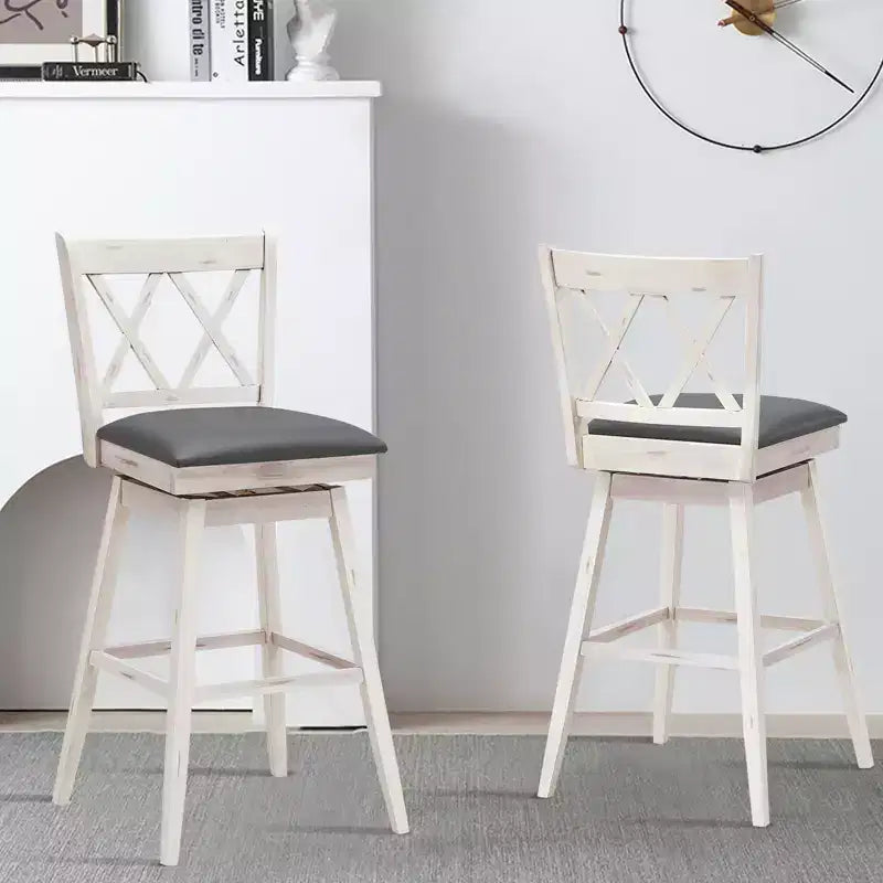 Tabourets de bar pivotants à hauteur de comptoir avec pieds en bois d'hévéa