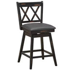 Tabourets de bar pivotants à hauteur de comptoir avec pieds en bois d'hévéa