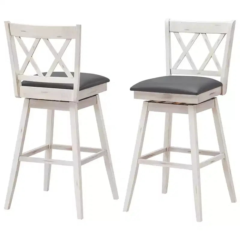Tabourets de bar pivotants à hauteur de comptoir avec pieds en bois d'hévéa