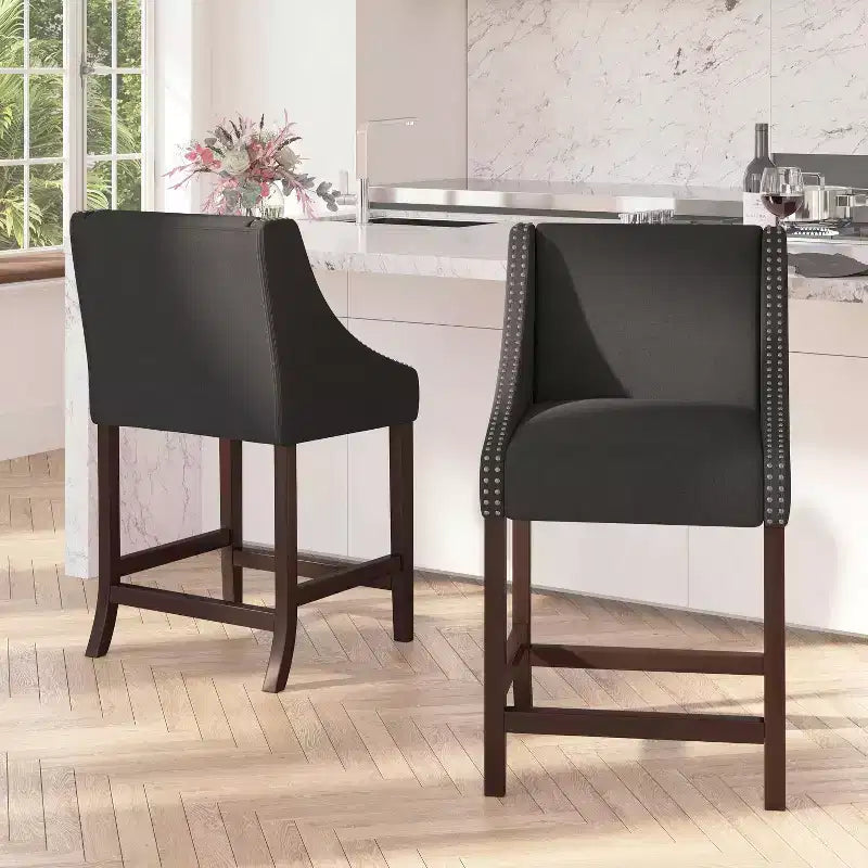 Tabouret de comptoir de 24 pouces avec garniture cloutée