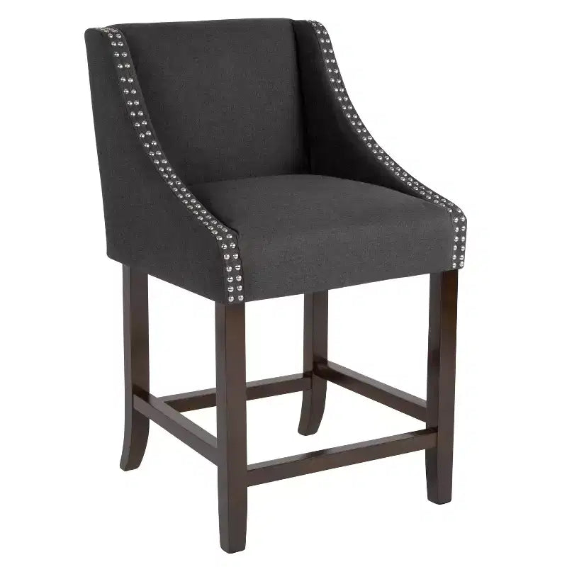 Tabouret de comptoir de 24 pouces avec garniture cloutée