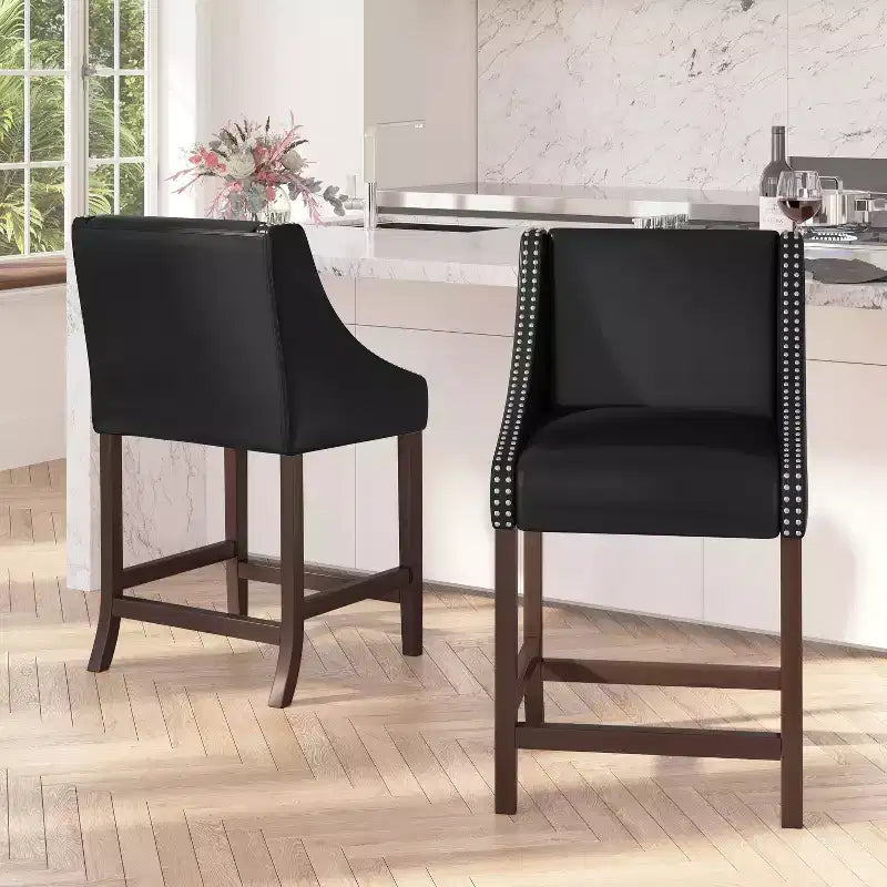Tabouret de comptoir de 24 pouces avec garniture cloutée