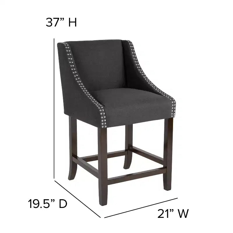 Tabouret de comptoir de 24 pouces avec garniture cloutée