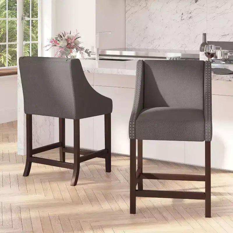 Tabouret de comptoir de 24 pouces avec garniture cloutée