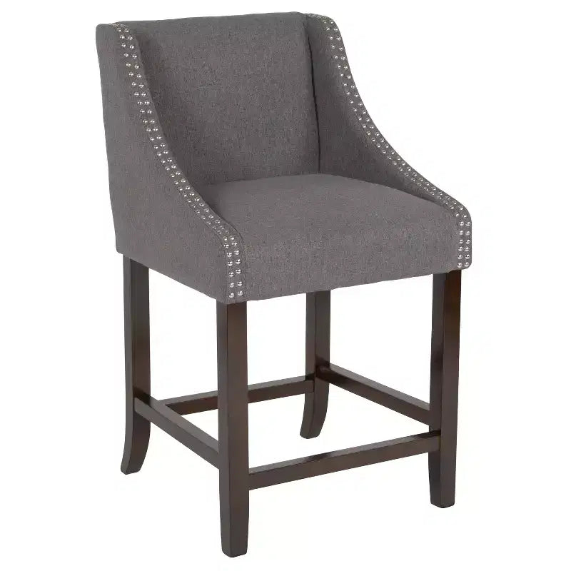 Tabouret de comptoir de 24 pouces avec garniture cloutée