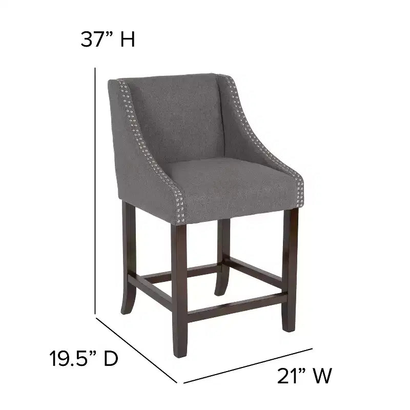 Tabouret de comptoir de 24 pouces avec garniture cloutée