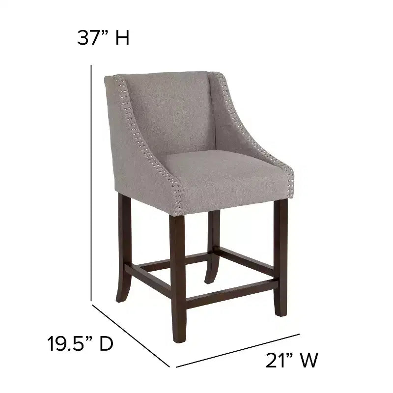 Tabouret de comptoir de 24 pouces avec garniture cloutée