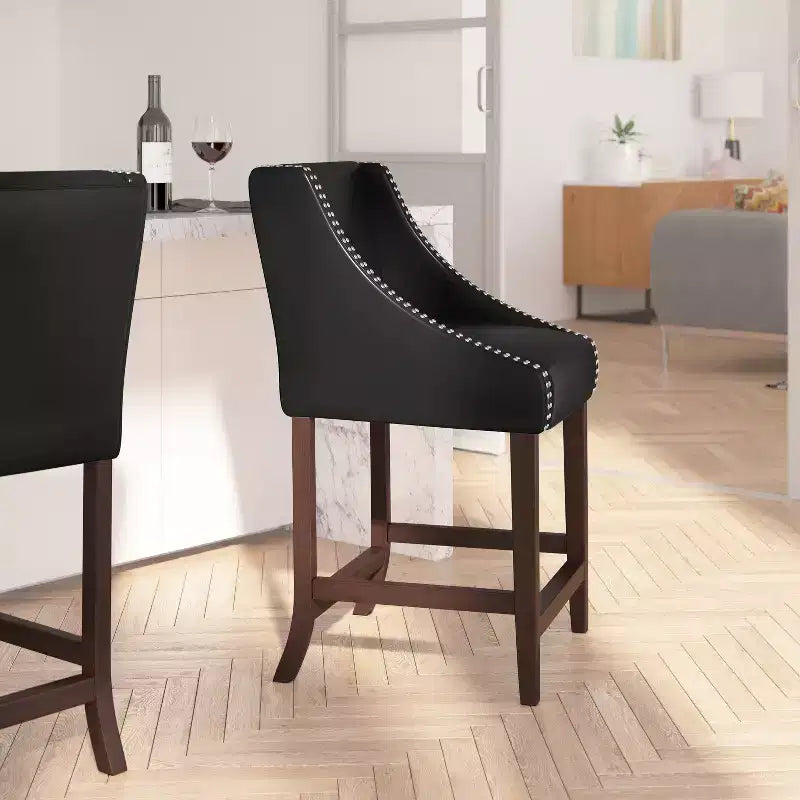 Tabouret de comptoir de 24 pouces avec garniture cloutée