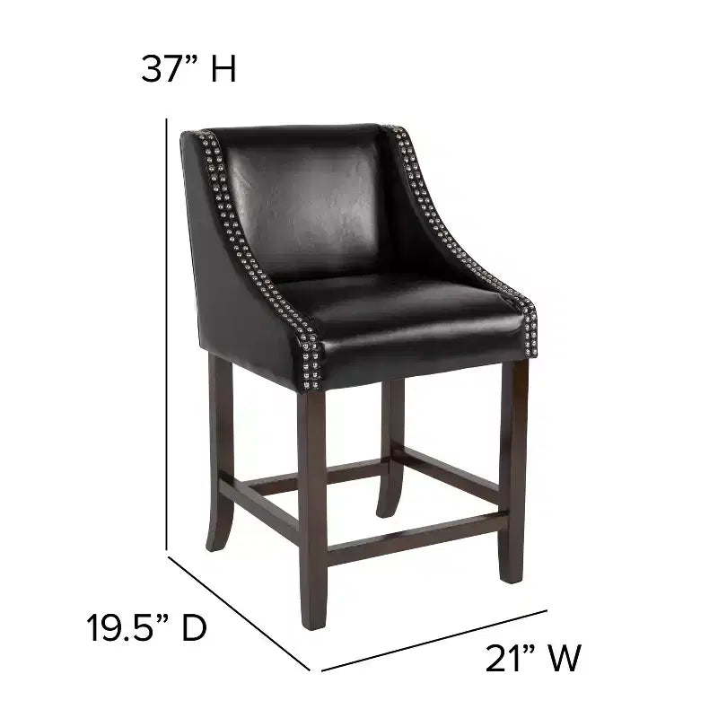 Tabouret de comptoir de 24 pouces avec garniture cloutée