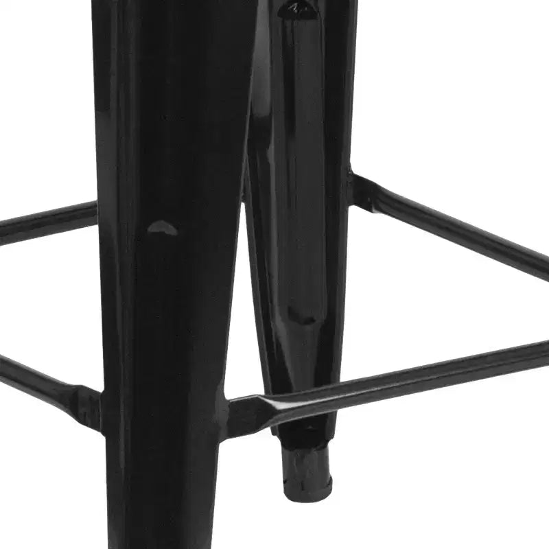 Tabouret de salle à manger en métal sans dossier avec assise en bois