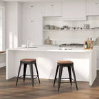 Tabouret de salle à manger en métal sans dossier avec assise en bois