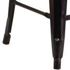 Tabouret de salle à manger en métal sans dossier avec assise en bois