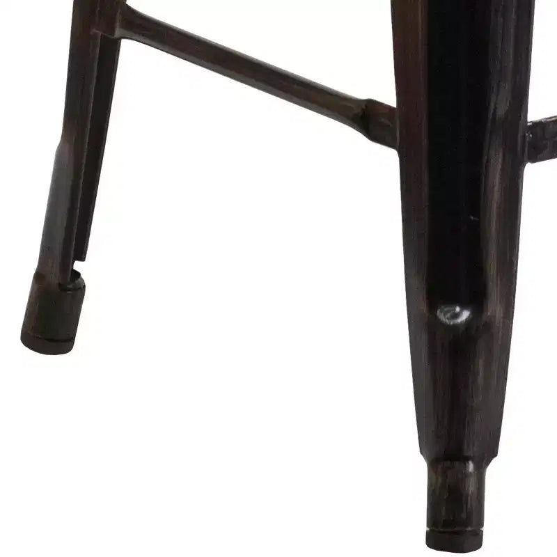 Tabouret de salle à manger en métal sans dossier avec assise en bois