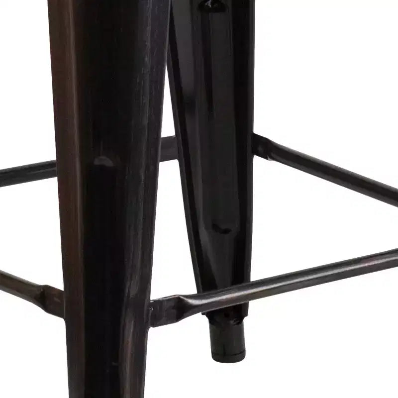 Tabouret de salle à manger en métal sans dossier avec assise en bois