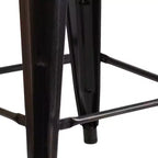 Tabouret de salle à manger en métal sans dossier avec assise en bois