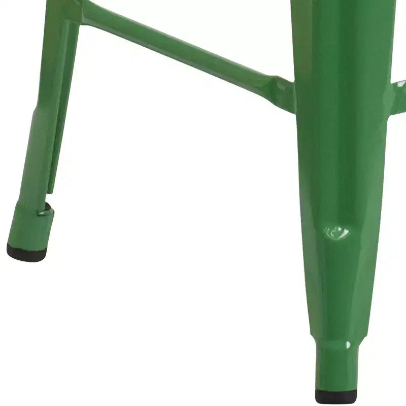 Tabouret de salle à manger en métal sans dossier avec assise en bois