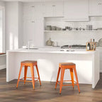 Tabouret de salle à manger en métal sans dossier avec assise en bois