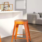 Tabouret de salle à manger en métal sans dossier avec assise en bois