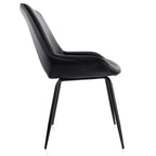 Chaise capitonnée en similicuir noir avec pieds en métal noir