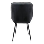 Chaise capitonnée en similicuir noir avec pieds en métal noir