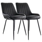 Chaise capitonnée en similicuir noir avec pieds en métal noir