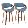 Set of 2 Curvini Upholstered Counter Height Barstools - Lumisource